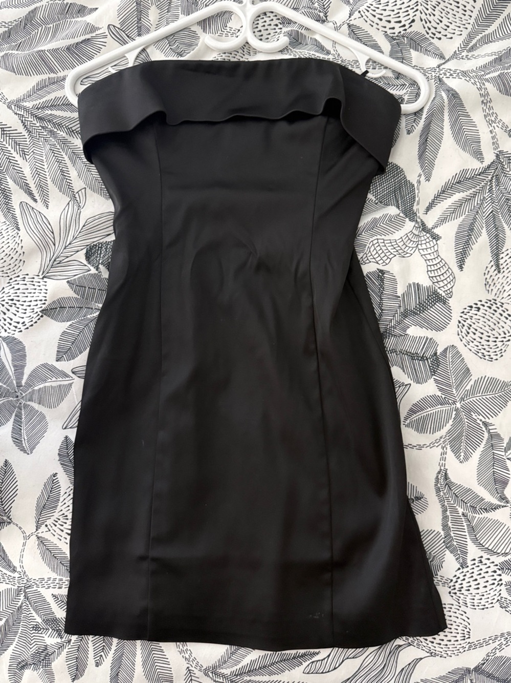 Aritzia Satin Strapless Black Fold-Over Neckline Dress